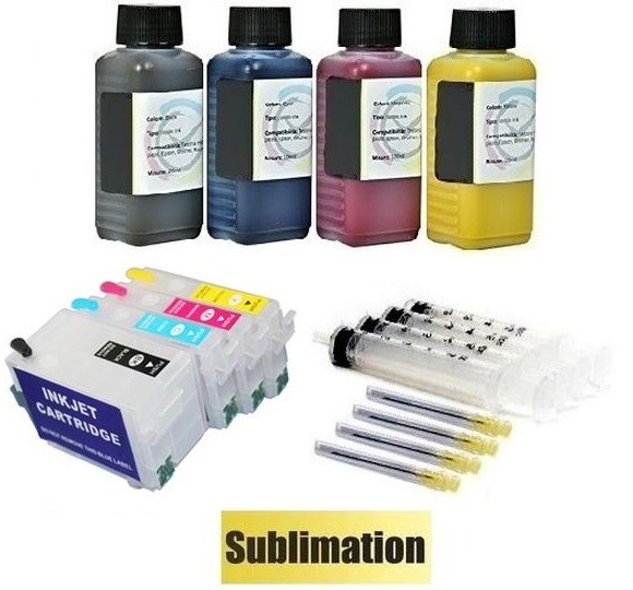 Wiederbefüllbare QUICKFILL-FILL-IN Patronen wie Epson T27 XL + 400 ml Dye-Sublimationstinten