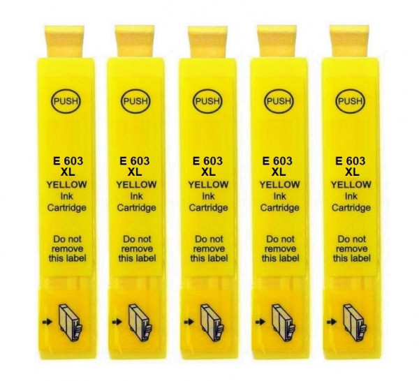 5 x kompatible Druckerpatrone wie Epson 603XL Yellow, Gelb - XXL Füllmenge
