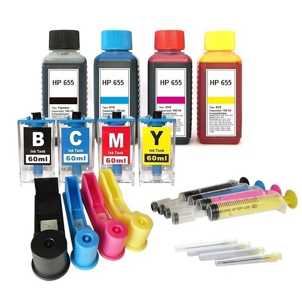 Easy Refill Befülladapter + Nachfüllset für HP 655 (XL) black, cyan, magenta, yellow Patronen