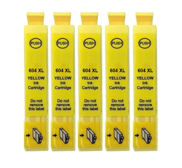 5 x kompatible Druckerpatrone wie Epson 604, 604XL Yellow, Gelb - XXL Füllmenge