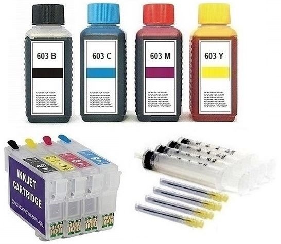 Wiederbefüllbare QUICKFILL-FILL-IN Patronen wie Epson 603, 603 XL + 400 ml Nachfülltinte