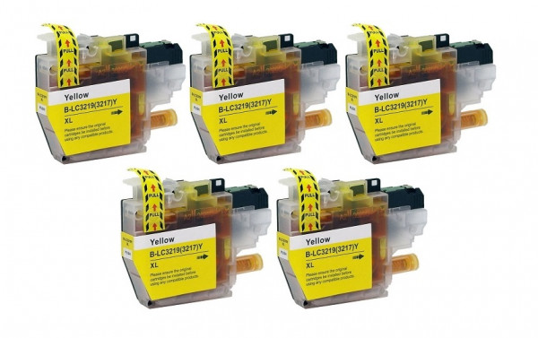 5 x kompatible Druckerpatrone Brother LC-3219 XL-Y Yellow, Gelb