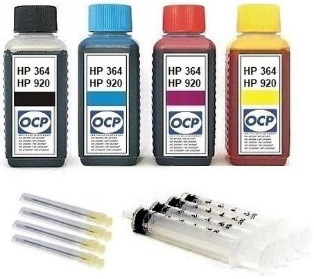 Nachfüllset für HP 364 + 920 black, cyan, magenta, yellow Tintenpatronen - 4 x 100 ml OCP Tinte