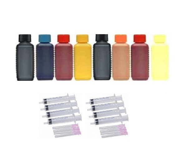 8 Farben Nachfüllset, 8 x 100 ml Druckertinte für Epson Stylus Photo R1900 + R2000