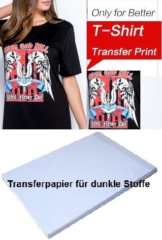 20 Blatt DIN A4 Textil-Transferpapier für dunkle Baumwoll-Stoffe