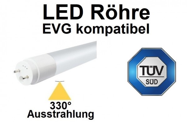 TÜV registriert - 60 cm EVG LED-Röhre T8 - G13, 10 Watt, 330° Ausstrahlung, Tageslichtweiß 6000K